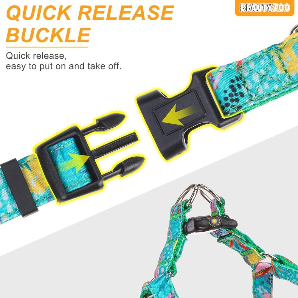 Beautyzoo Dog Harness Set Reflective Adjustable Quick Release Buckle 3-In-1 XS - Picture 4 of 10